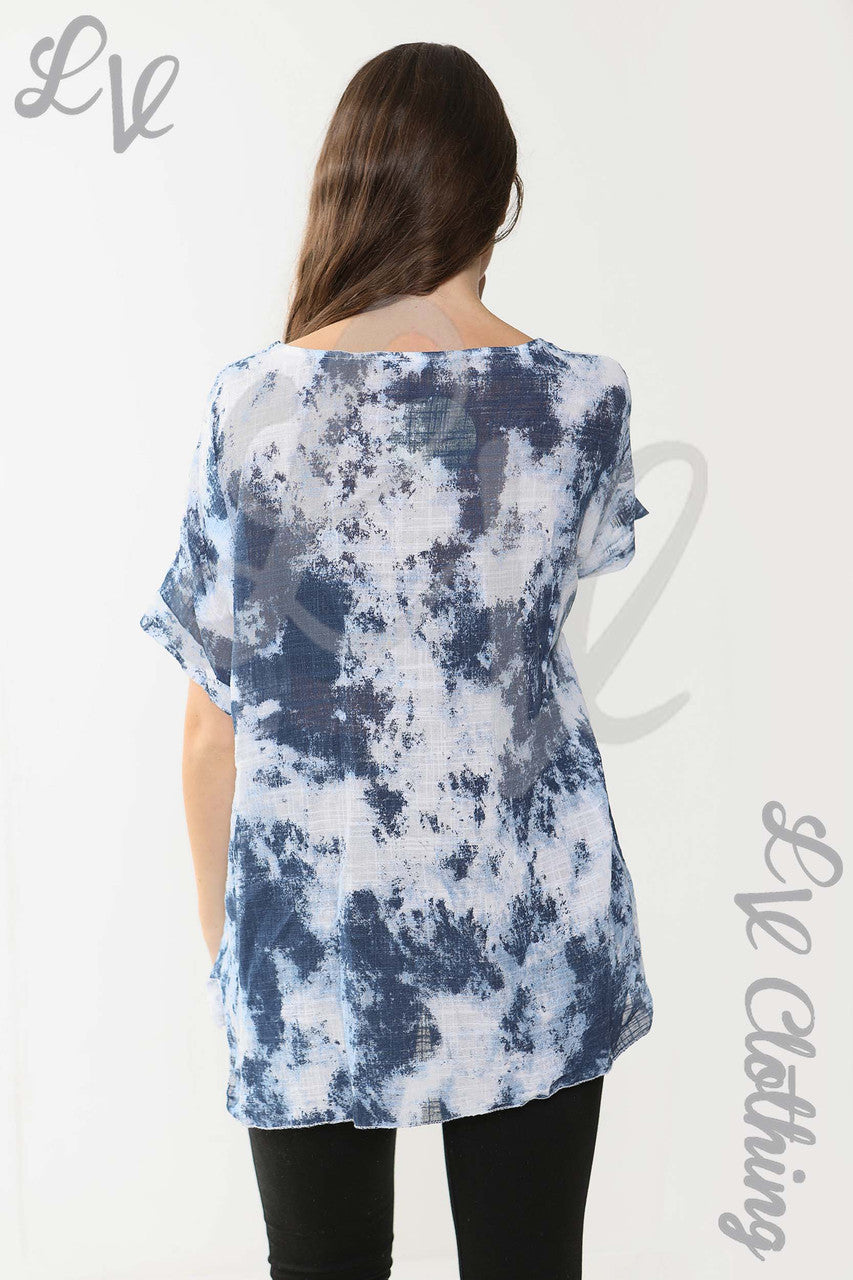 Ladies Acid Wash Tie Dye Top White - Unit Price £10.99