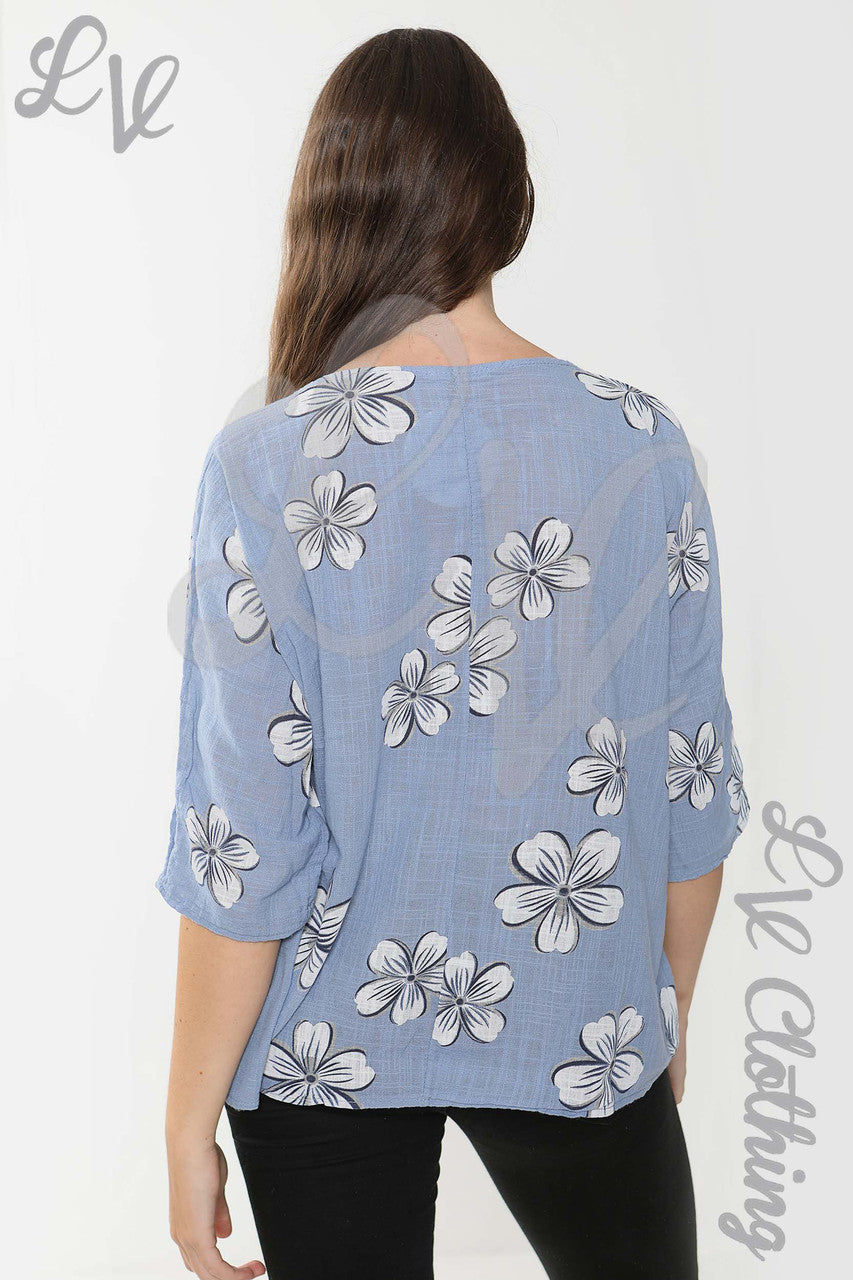 Ladies Daisy Print Top Denim - Unit Price £9.99