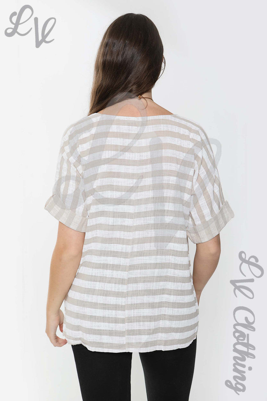 Dames Top met Brede Streep Steen - Prijs per stuk €9,99