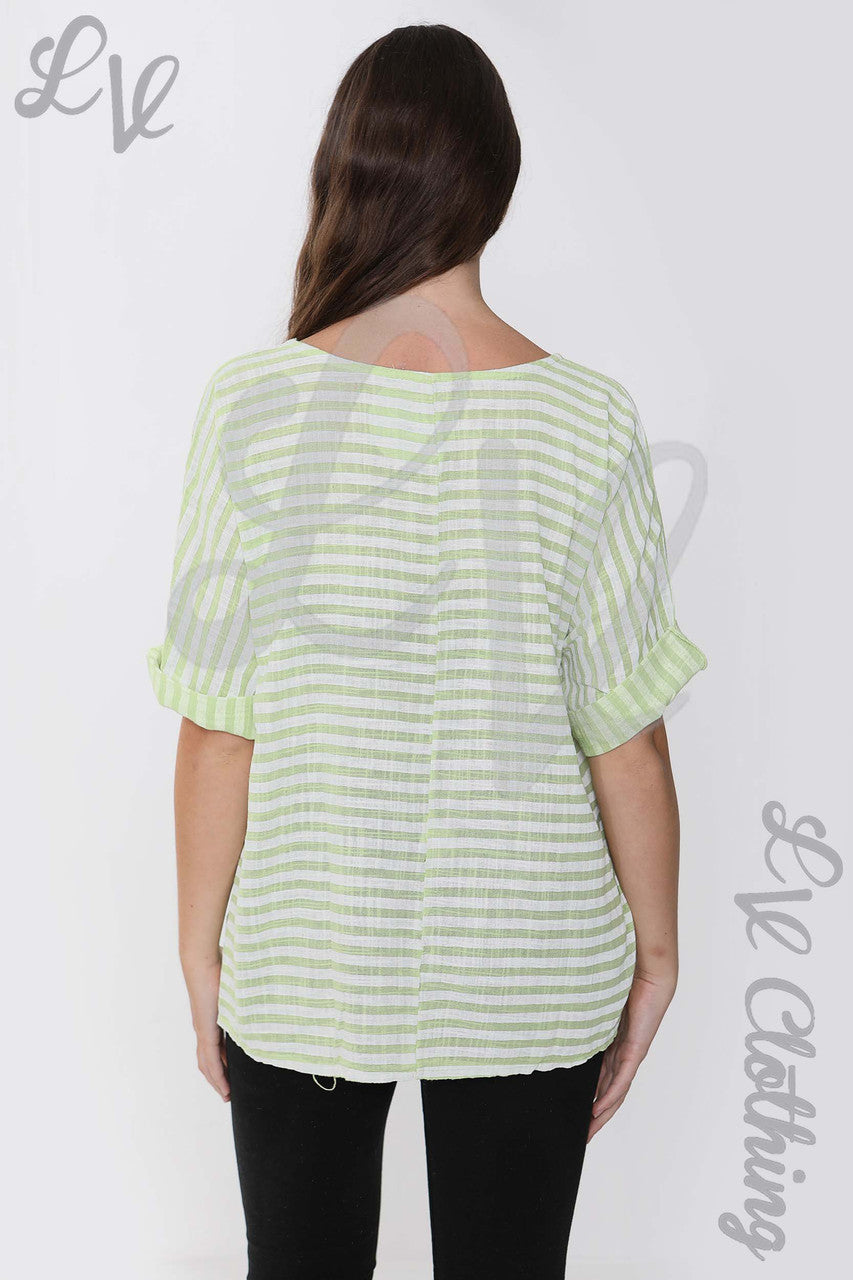 Ladies Small Stripe Top Chartreuse - Unit Price £9.99