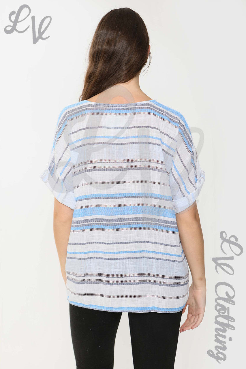 Dames Stripe Mix Top Wit - Eenheidsprijs €9,99