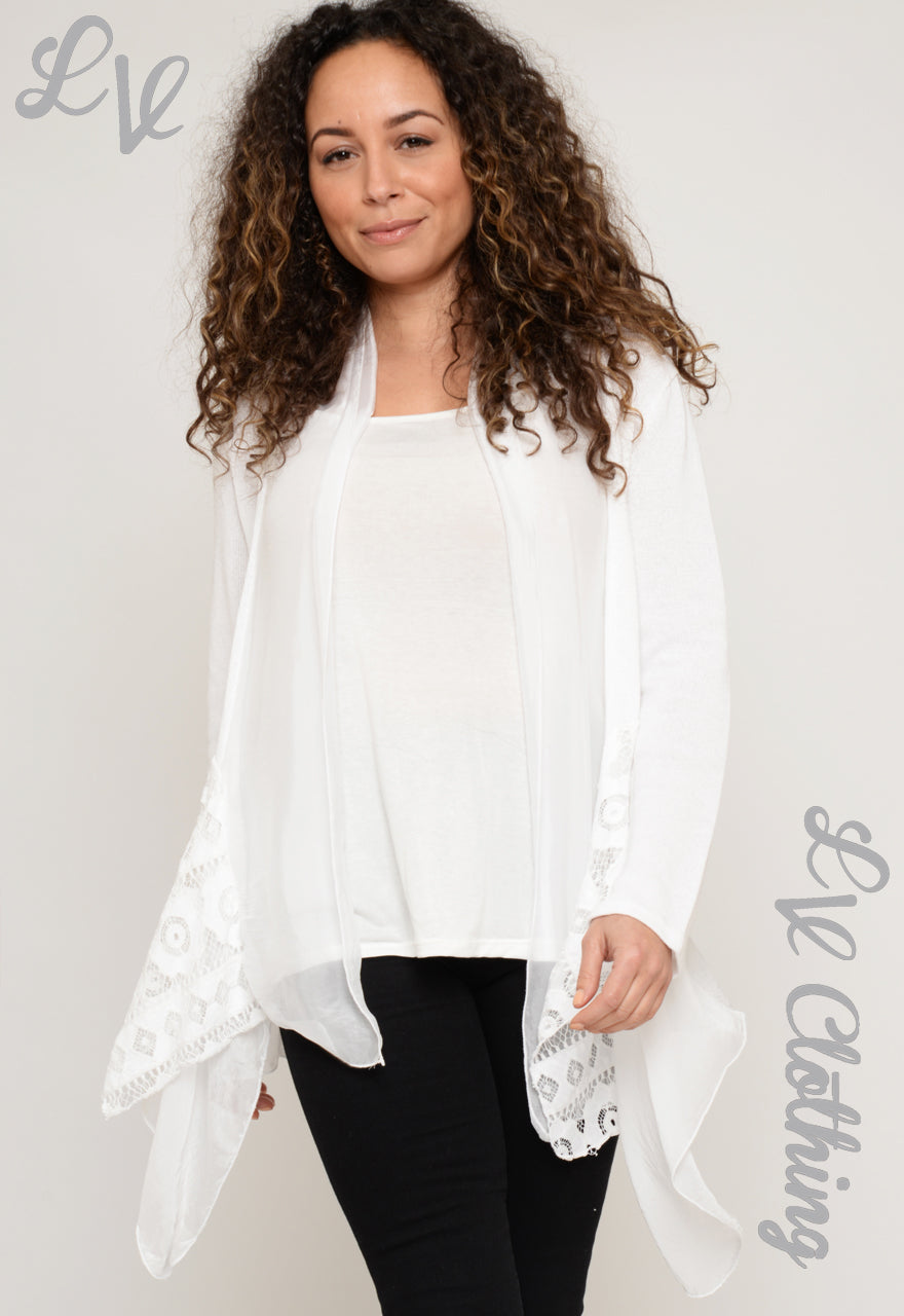 Ladies Sheer Lace Waterfall Cardigan £17.99