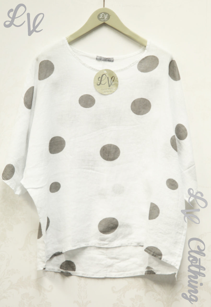 Ladies Linen Polka Dot Smock Top £12.99