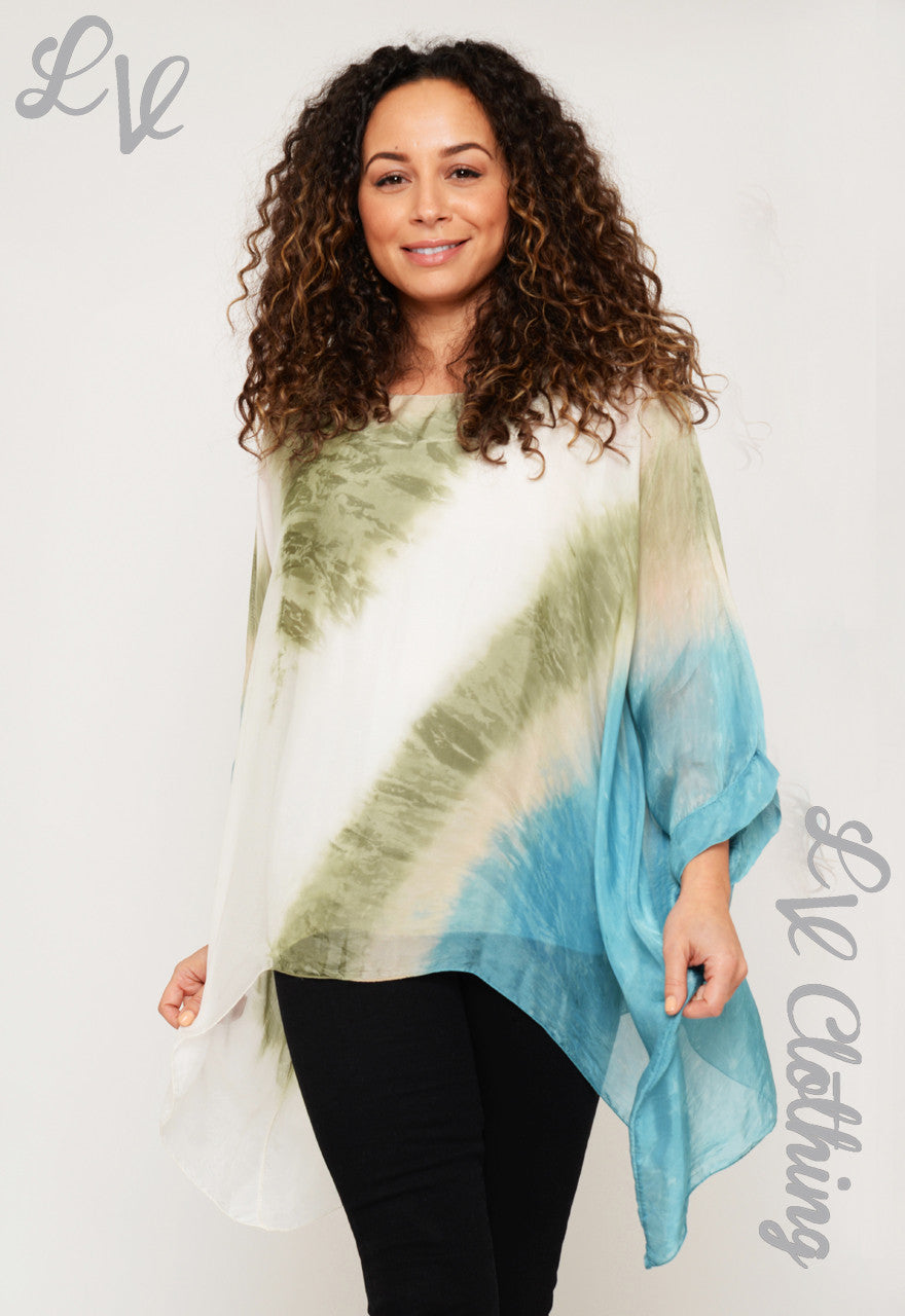 Ladies Batwing Abstract Tie-Dye Pattern Blouse £14.99