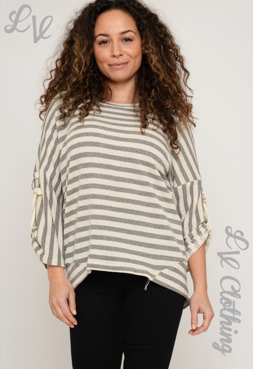 Dames Glitter Streep Katoenen Top met Ketting € 10,99