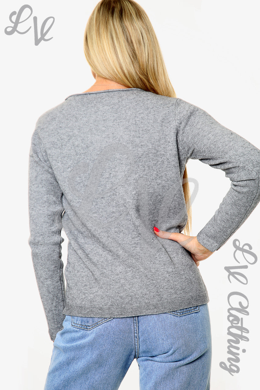 Ladies Fine Knit Simple Jumper Top Grey Unit Price £13.99