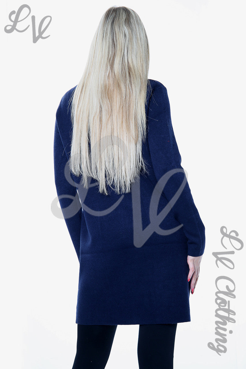 Dames Gebreide Jurk Met Zilveren Studs Navy - Prijs per eenheid €25,99
