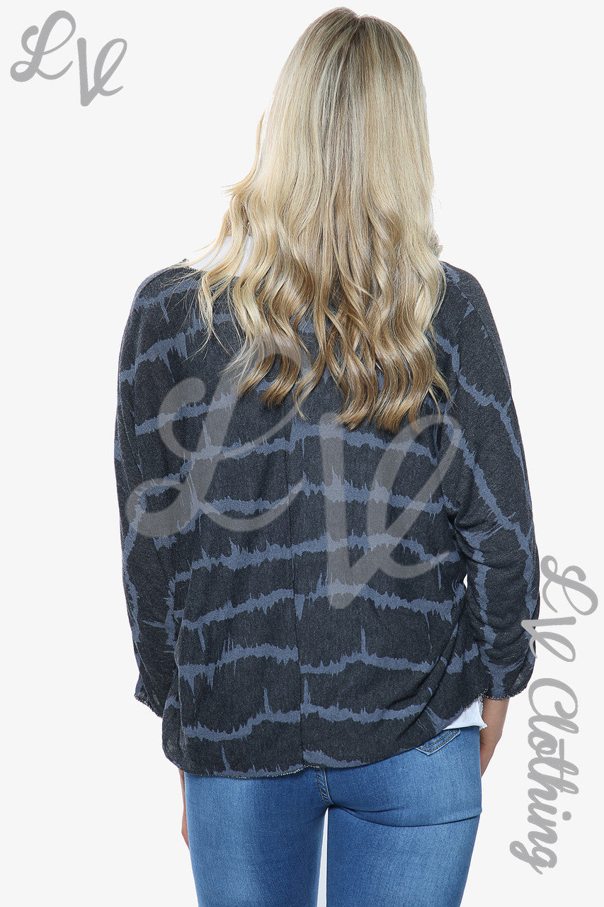 Ladies Tie Dye Print Two Layered Top Black Unit Price £10.99