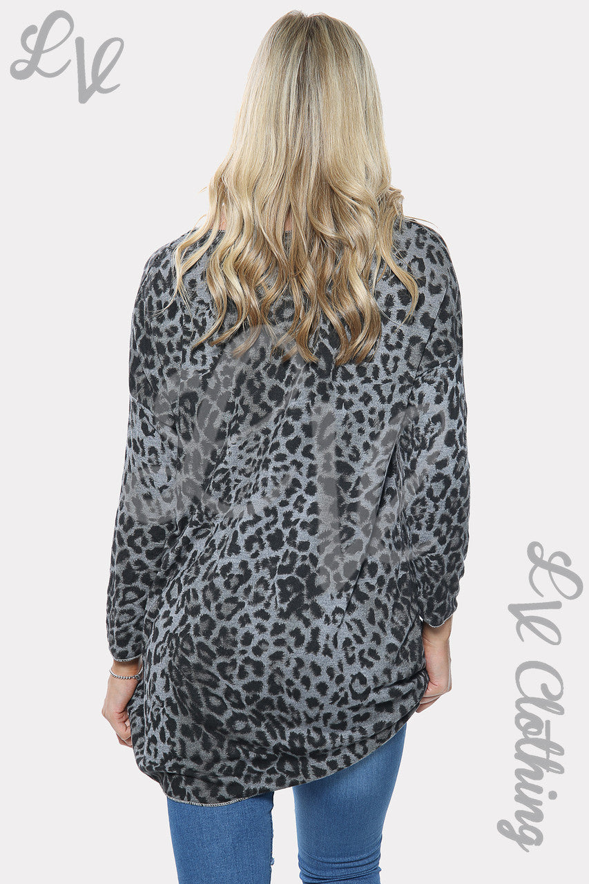 Dames T-shirt met luipaardprint Grijs Stukprijs € 9,99