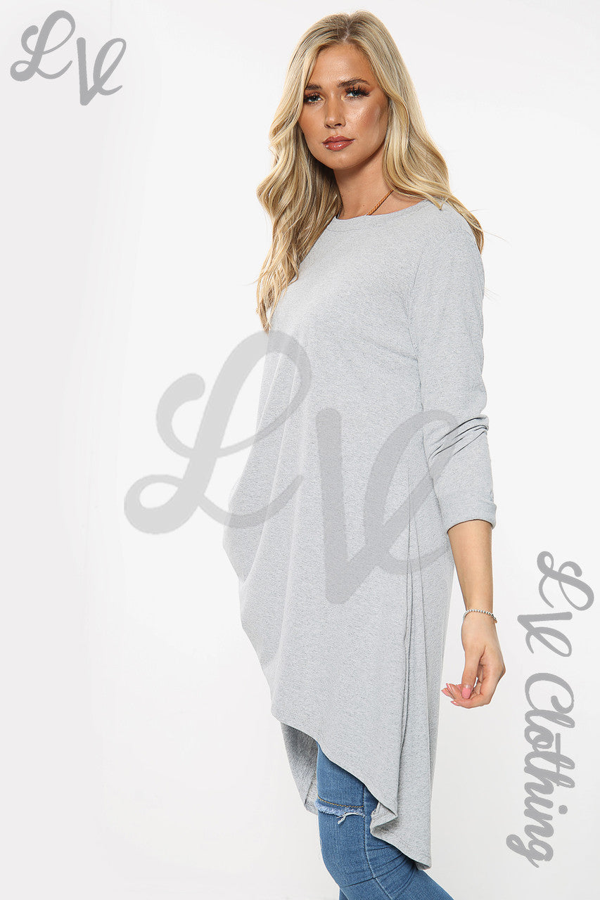 Dames Effen HI LO Oversized Halsketting Jurk Zilver Stukprijs €10,99