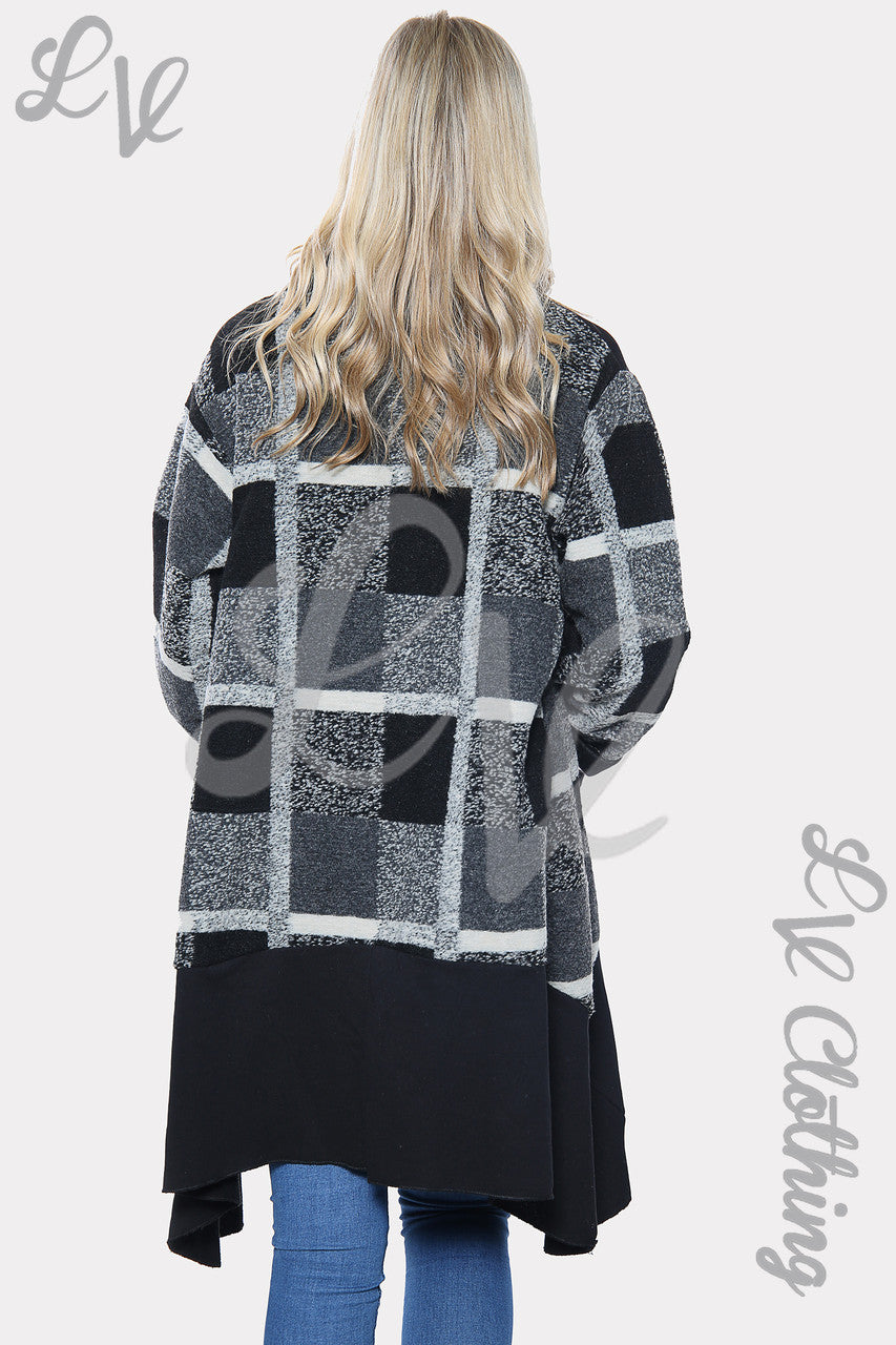 Dames oversized wollen jas met ruitpatroon zwart, eenheidsprijs £25,99