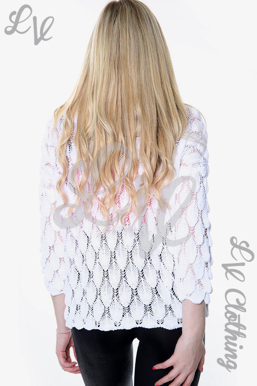 Dames Trui met Shell Stijl Wit Eenheidsprijs £6.99