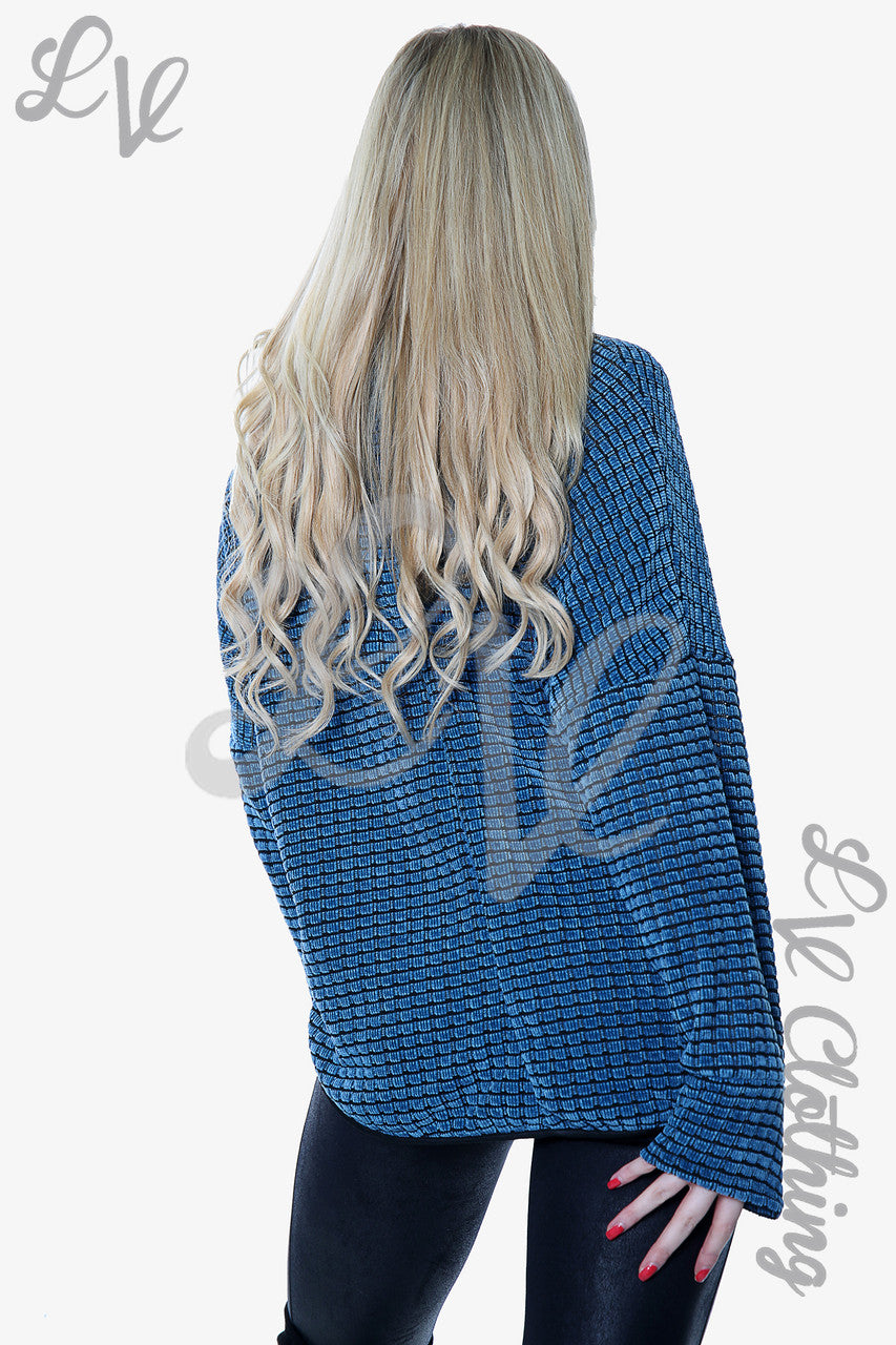 Dames Chenille Trui met Colkraag Blauw Stukprijs €12,99