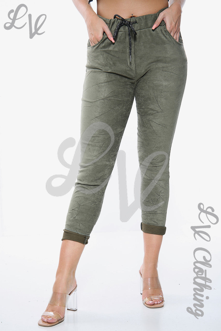 Dames joggingbroek suèdelook khaki eenheidsprijs € 13,99