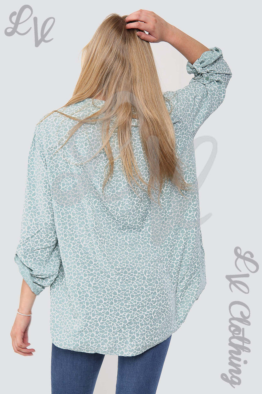Ladies Giraffe Print Grandad Style Blouse Shirt Tiffany - Unit Price £12.99