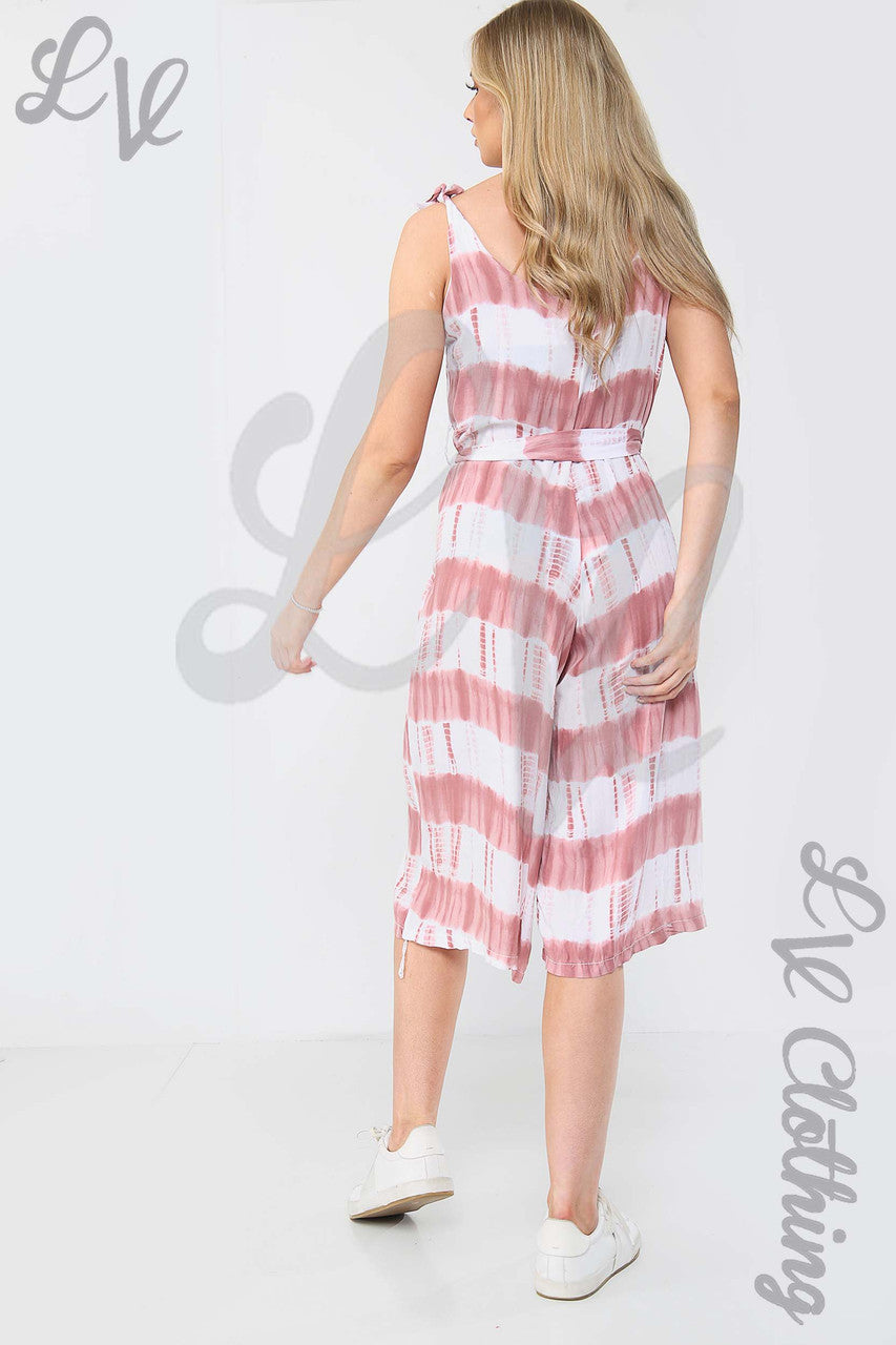 Dames Tie-Dye Jumpsuit met Ceintuur Roze - Stukprijs €10,99