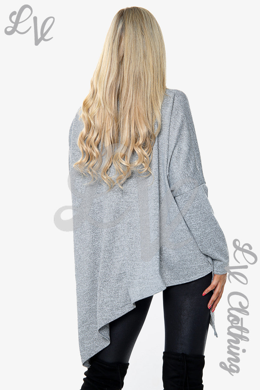 Ladies Cowl Neck Marl Top Silver Unit Price £11.99