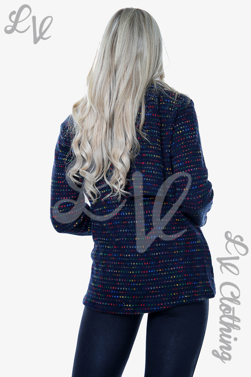 Ladies Multi-coloured Knit Top With Matching Scarf Navy Unit Price £9.99