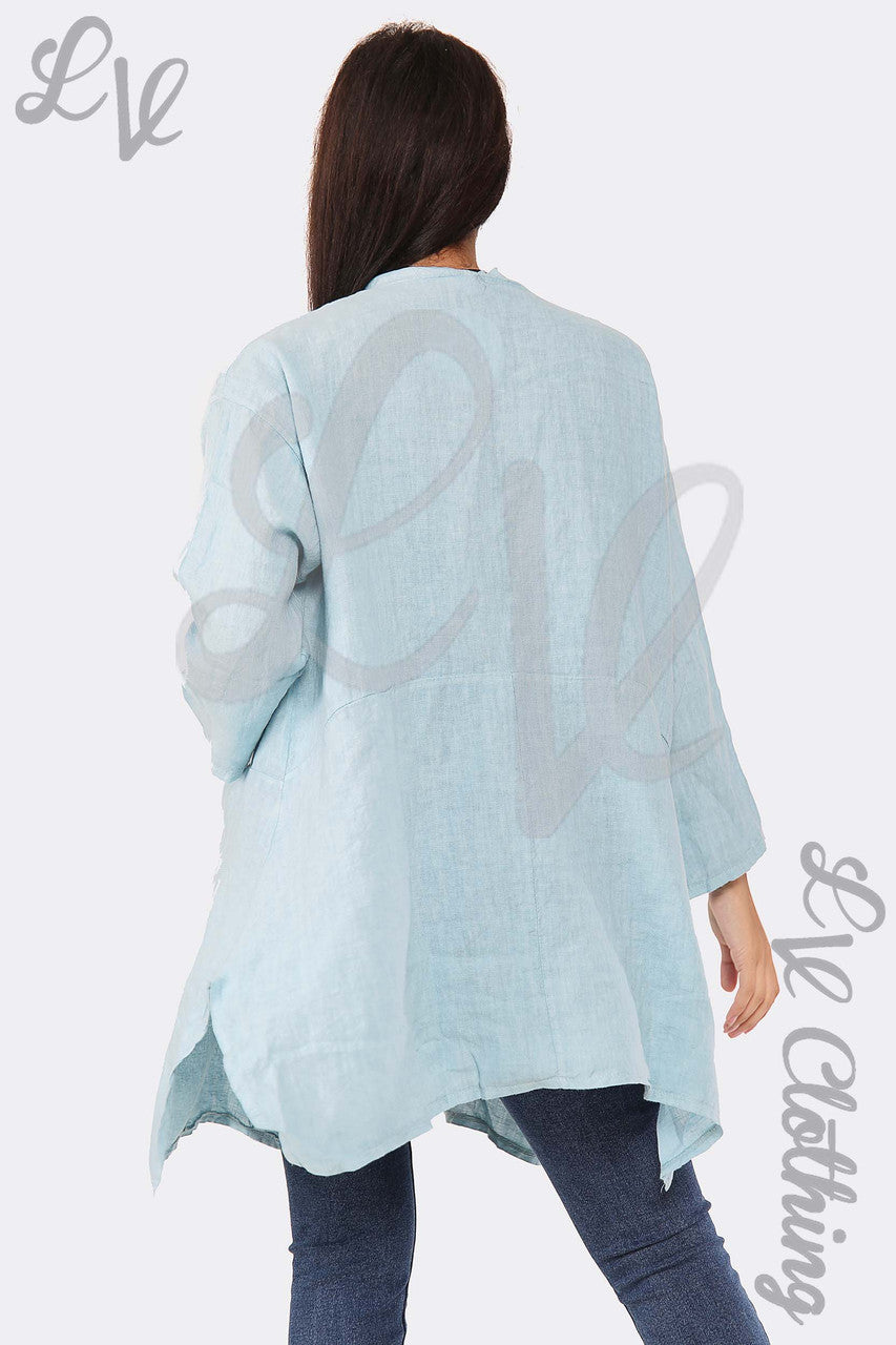 Ladies Linen Plain Floaty Cardigan Tiffany - Unit Price £14.99