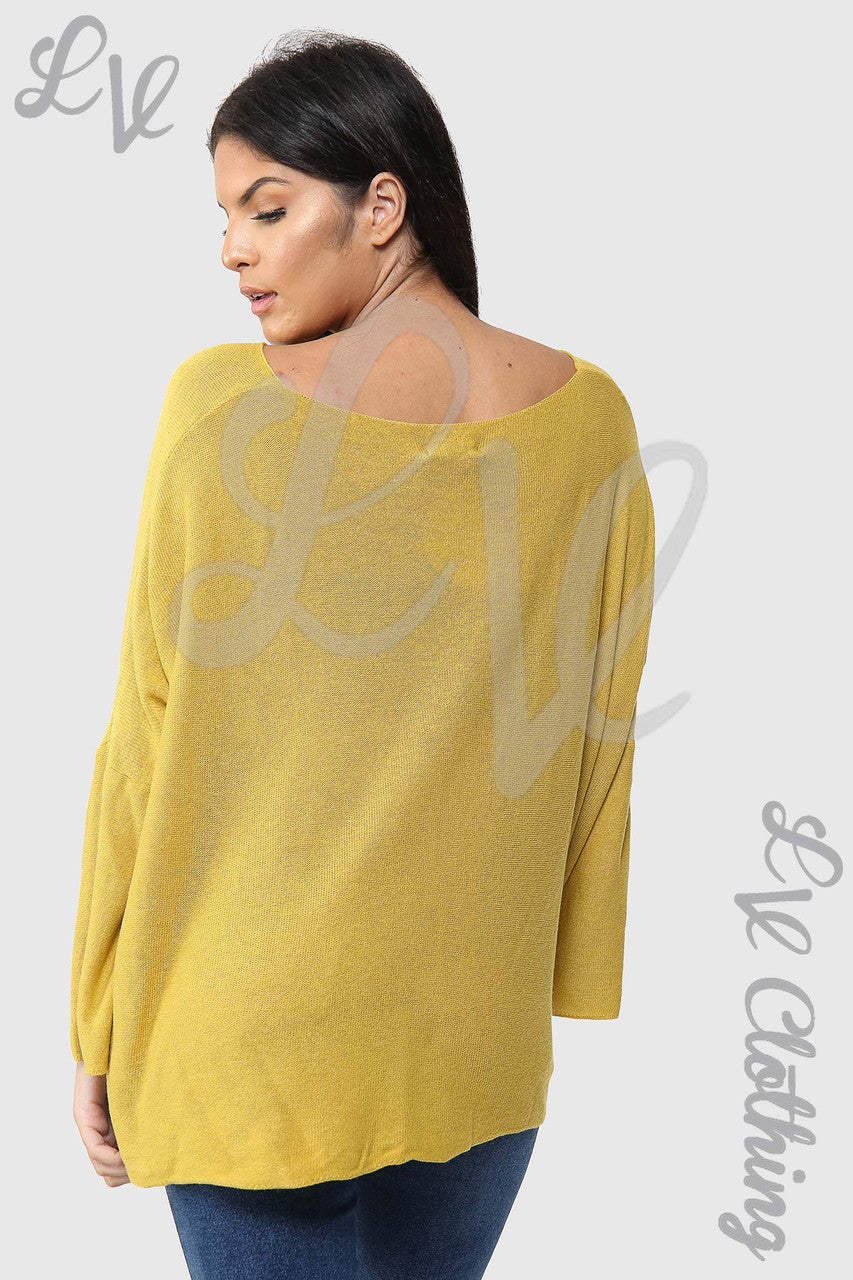 Ladies Plain Fine Knit Long Sleeve Top Mustard - Unit Price £13.99
