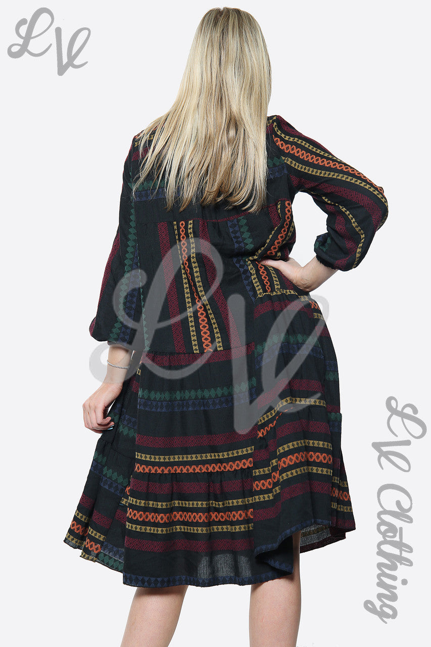 Dames geplooide smockjurk met Azteekse print, gemengde eenheidsprijs £8,99