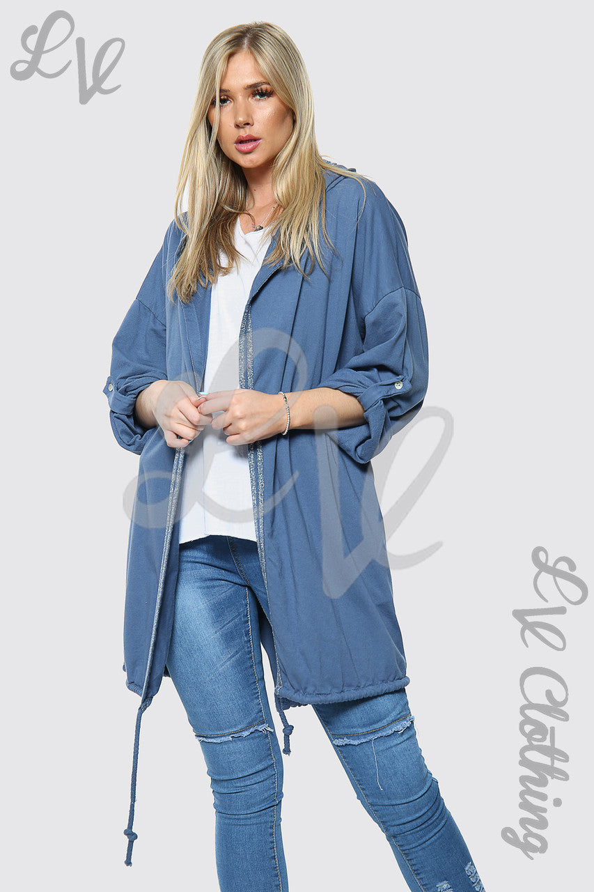 Dames Zilveren Engel Vleugelrug Hoodie Vest Denim Stukprijs €11,99