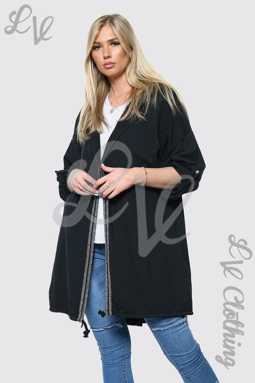 Dames Zilveren Engel Vleugelrug Vest met capuchon Zwart Stukprijs €15,99