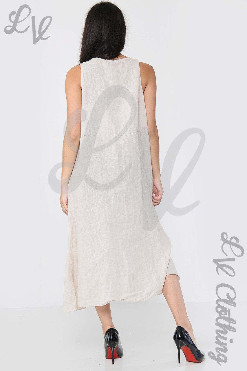 Ladies Sleeveless Dress With Pleated Bottom Detail Stone - Unit Price £19.99