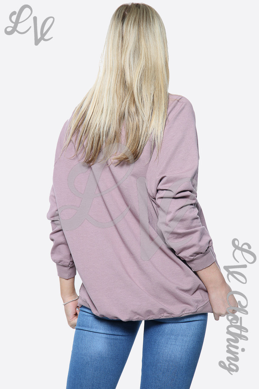Ladies Love Heart Print Top Sweatshirt Dusty Pink Unit Price £14.99