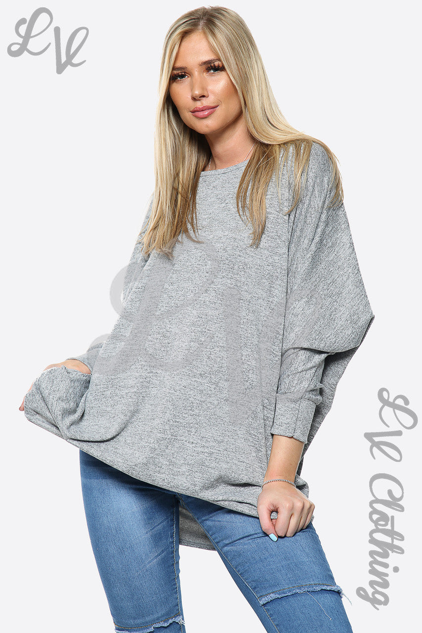 Dames Fijne Oversized Gebreide Trui Top Zilver Prijs per stuk € 10,99