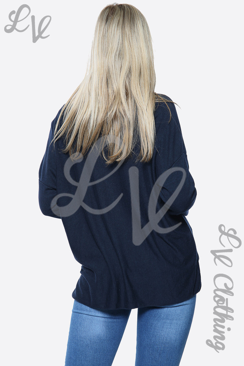 Dames Trui met luipaardfolieprint Navy Stukprijs € 10,99