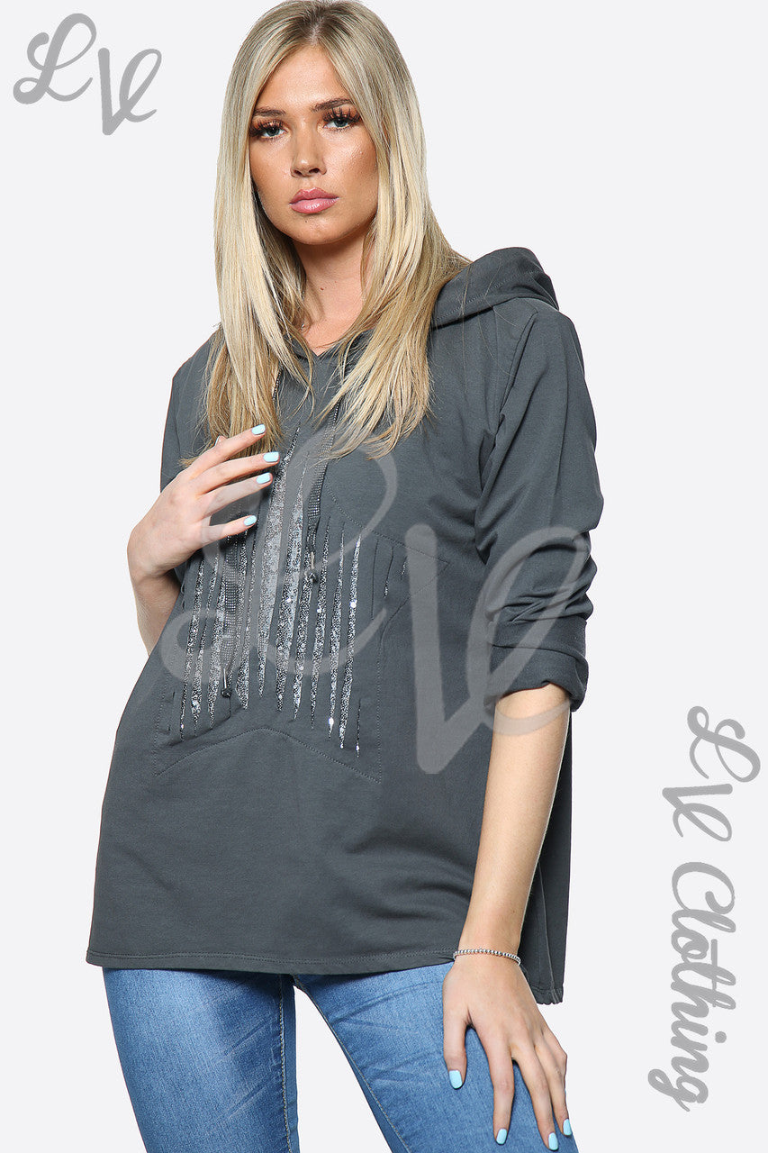 Dames Silver Star Pullover met capuchon houtskool Stukprijs € 13,99