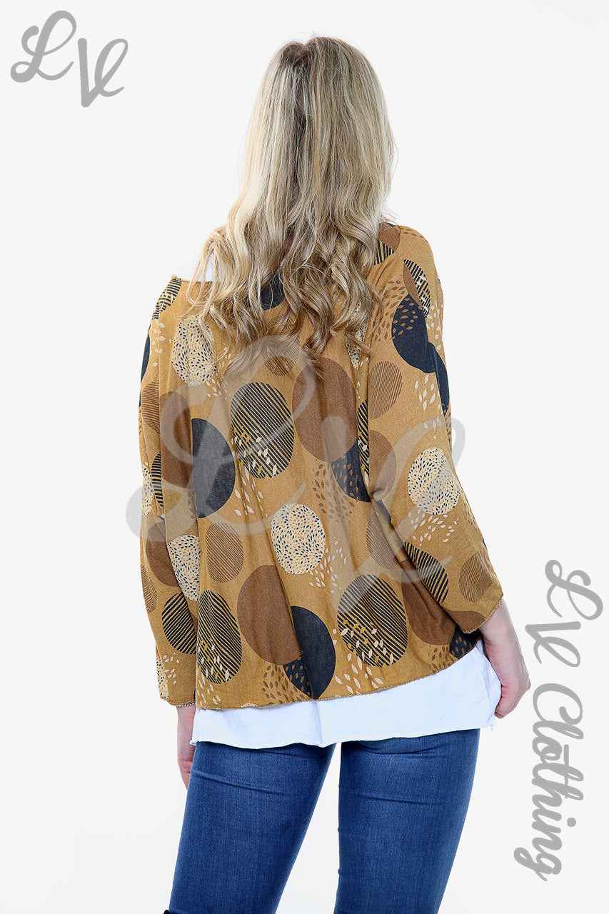 Ladies Two Layered Circle Print Necklace Top Mustard Unit Price £11.99