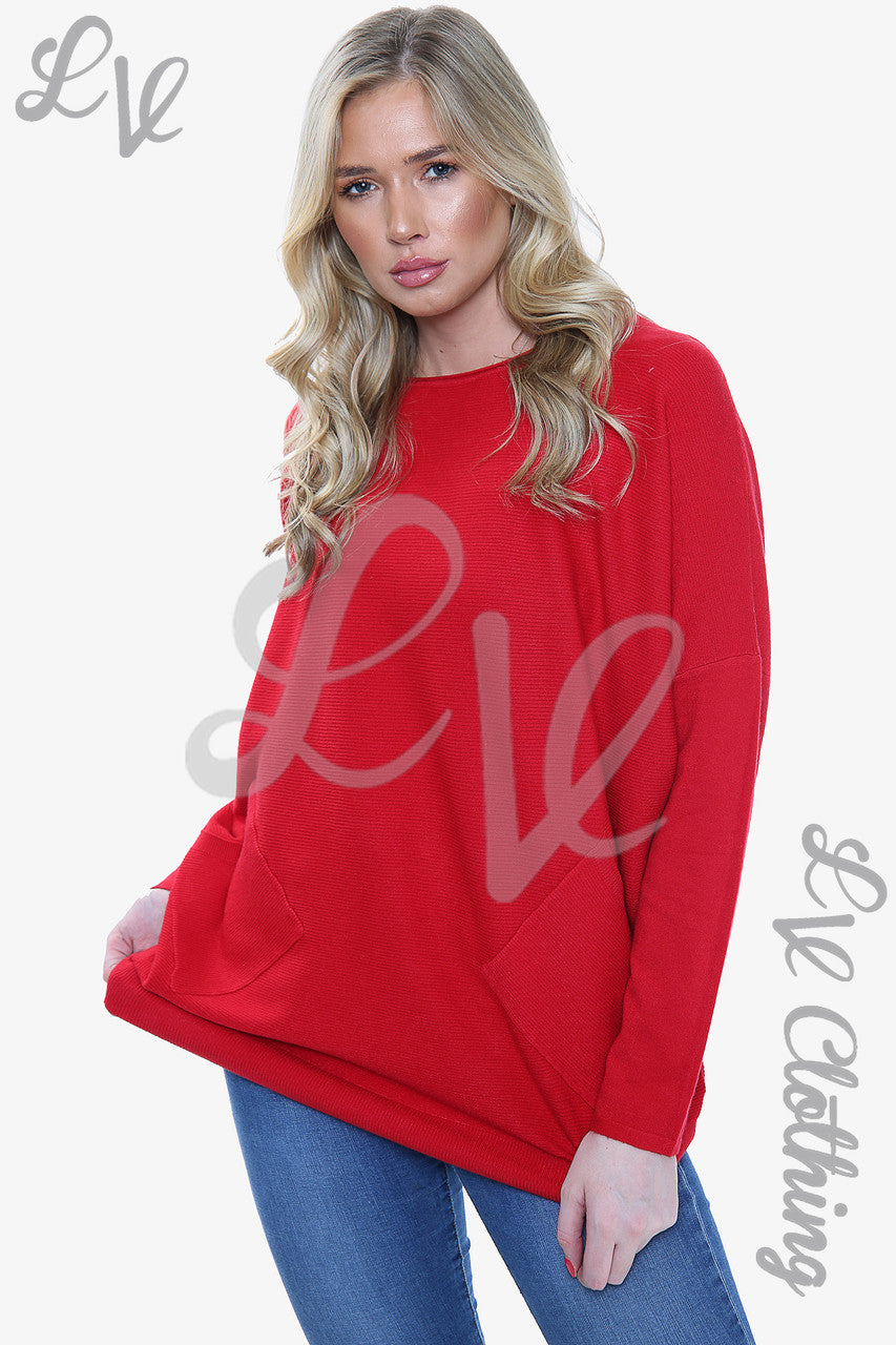 Dames Trui met Pailletten en Strass Strikdetail op de Rug Rood - Prijs per stuk €20,99