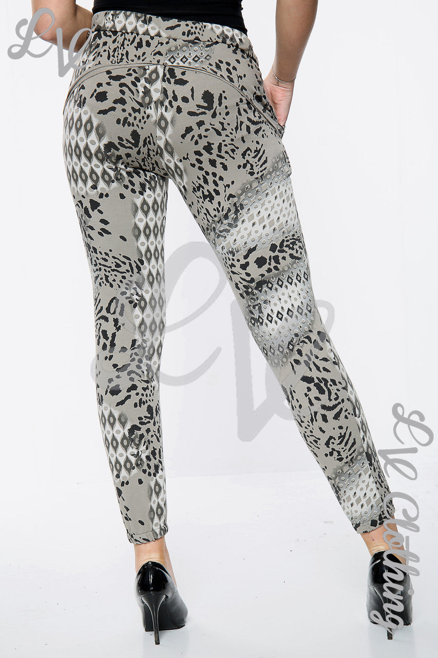 Dames Leopard Slangenprint Joggingbroek Stone Stukprijs €10,99