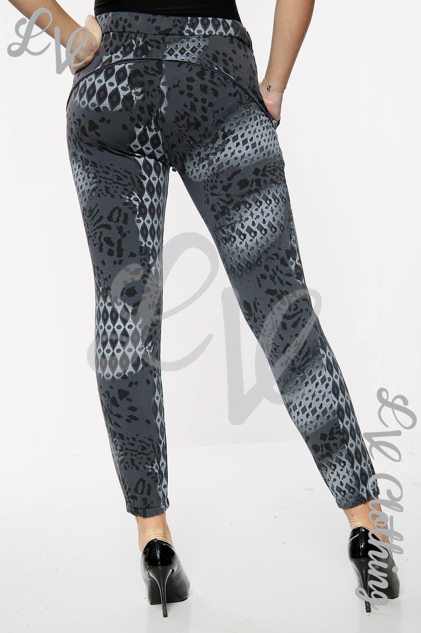 Dames Luipaard Slangenprint Joggingbroek Antraciet Stukprijs € 10,99