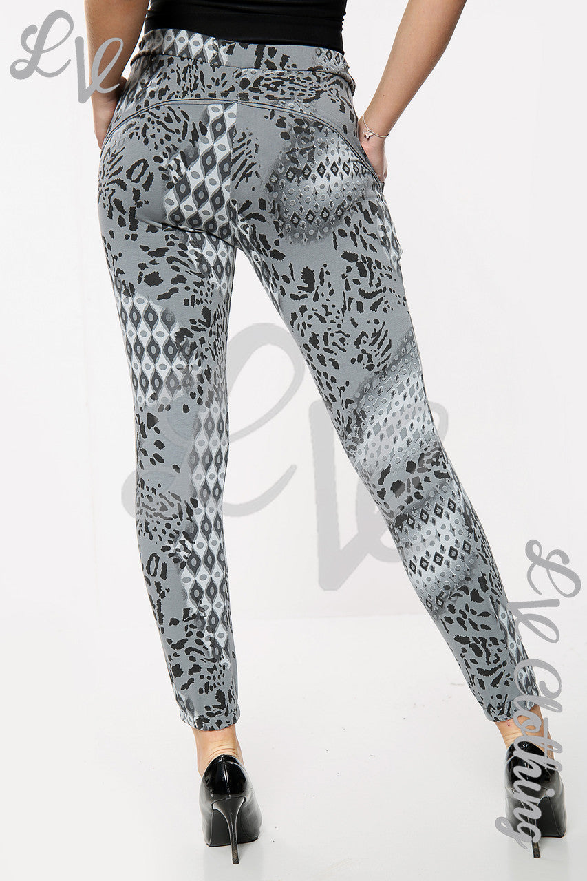 Ladies Leopard Snake Skin Print Jogging Pant Grey Unit Price £10.99