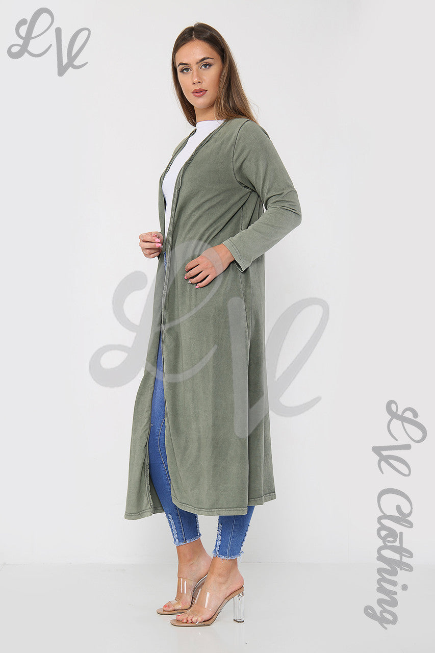 Ladies Italian Angel Wings Back Long Maxi Jacket Khaki - Unit Price £9.99
