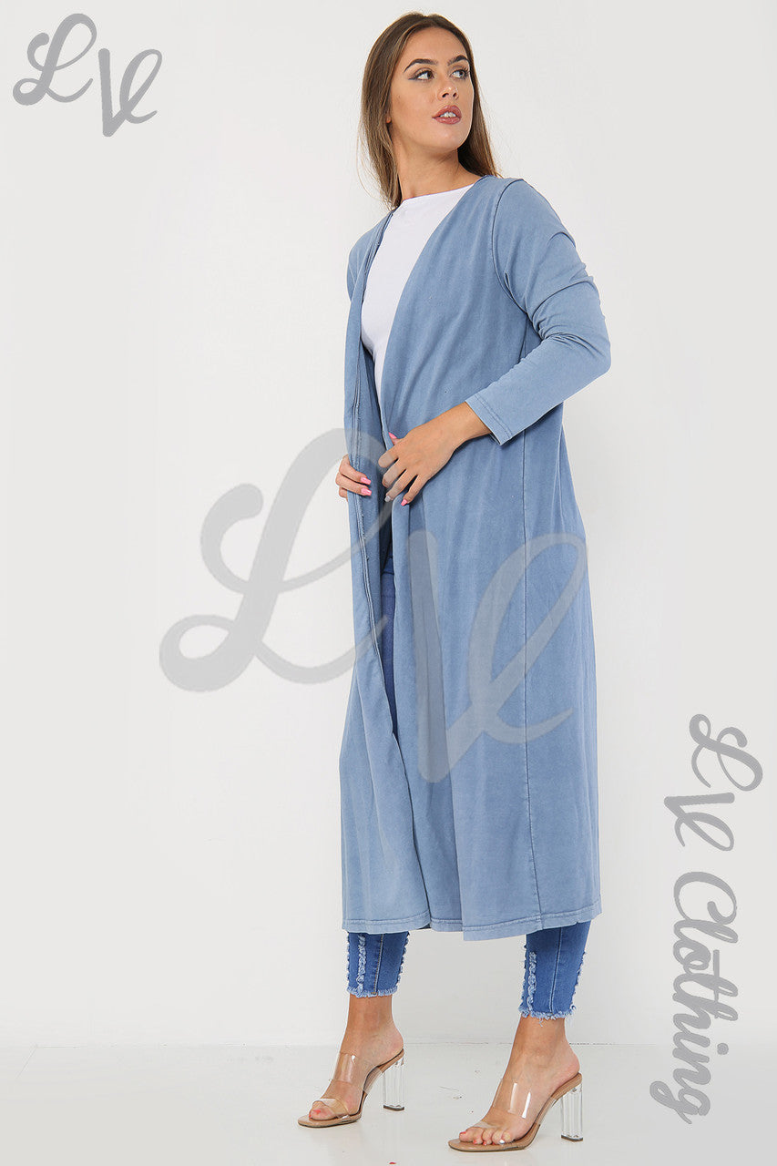 Ladies Italian Angel Wings Back Long Maxi Jacket Denim - Unit Price £9.99