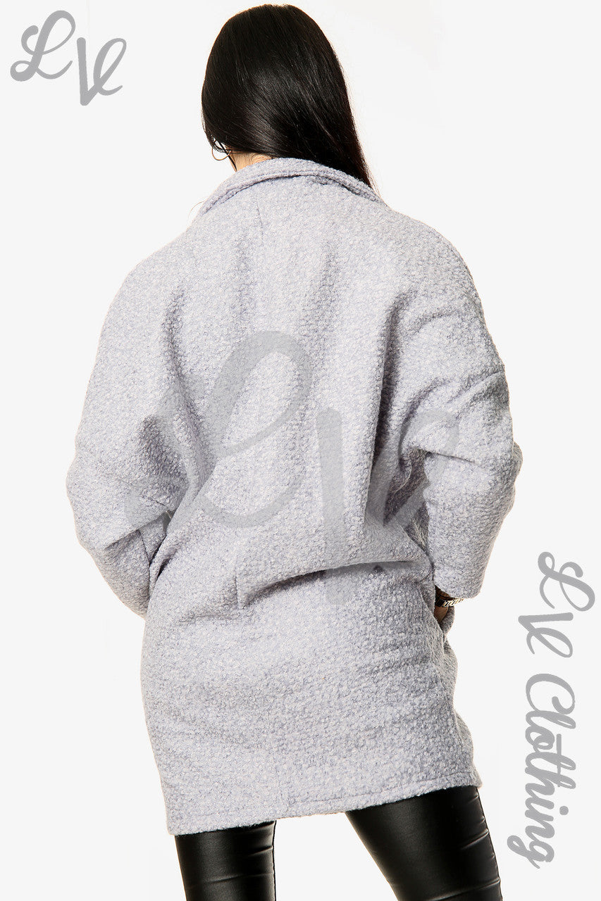 Dames Korter Model Teddybeer Jas Wolmix Zilver Stukprijs €11,99