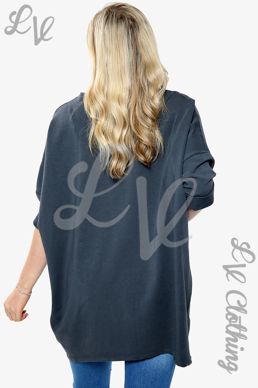 Dames Geborduurd Hart Sweatshirt met Ritssluiting Houtskool Stukprijs €8,99