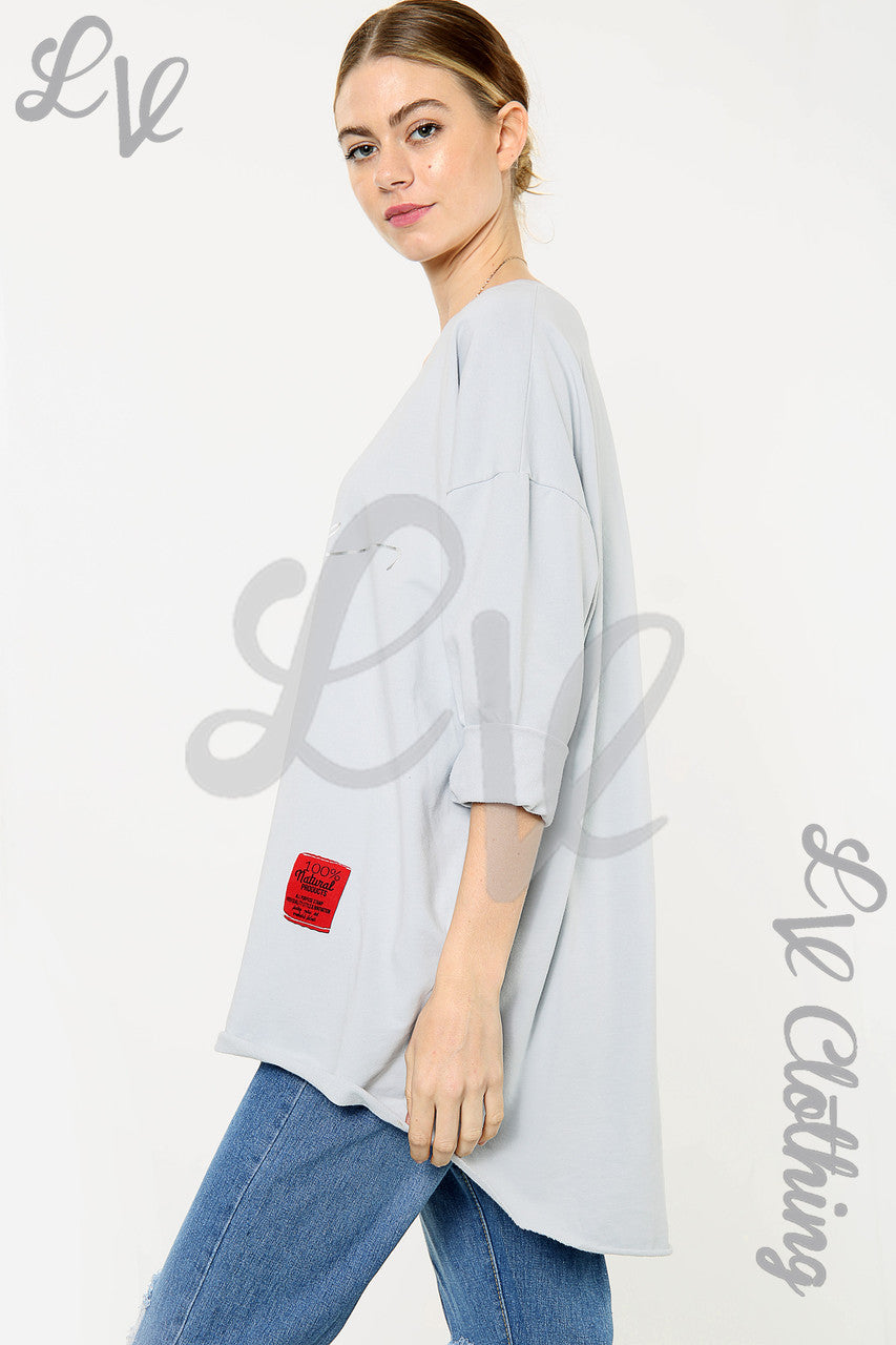 Dames Love Script Graphic Sweatshirt Top Zilver Stukprijs €11,99