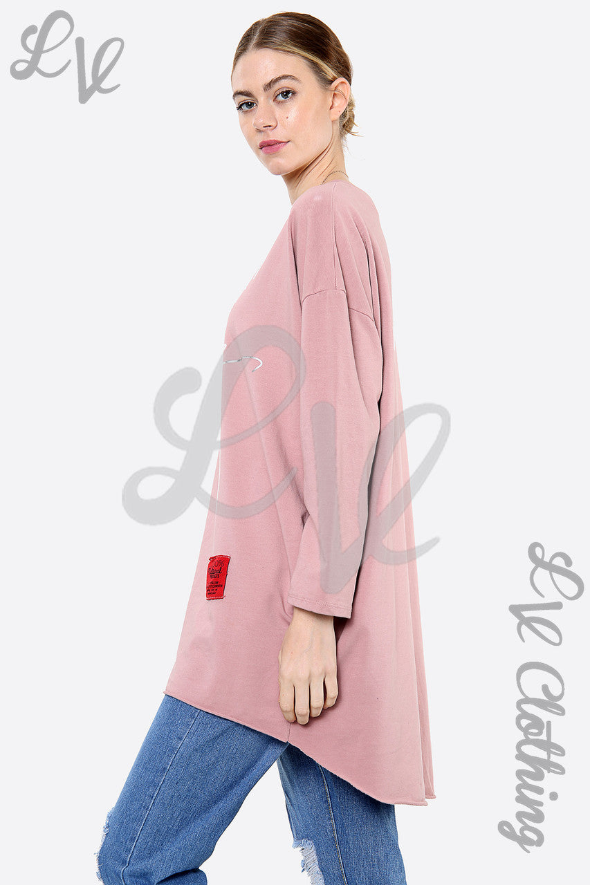 Dames Trui met Script Graphic Dusty Pink Eenheidsprijs € 14,99