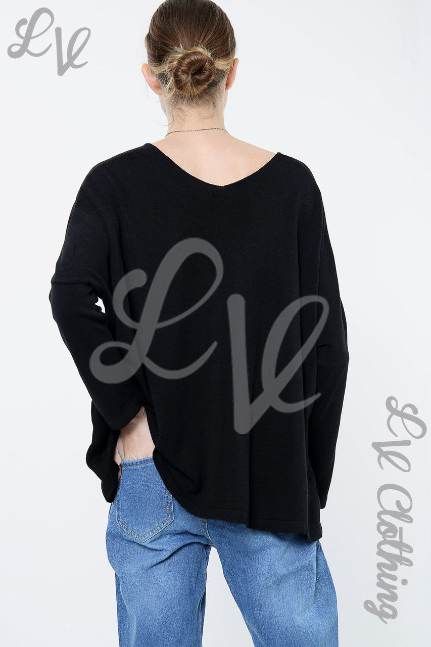 Ladies Love Script Fijngebreide top Zwart Stukprijs € 15,99