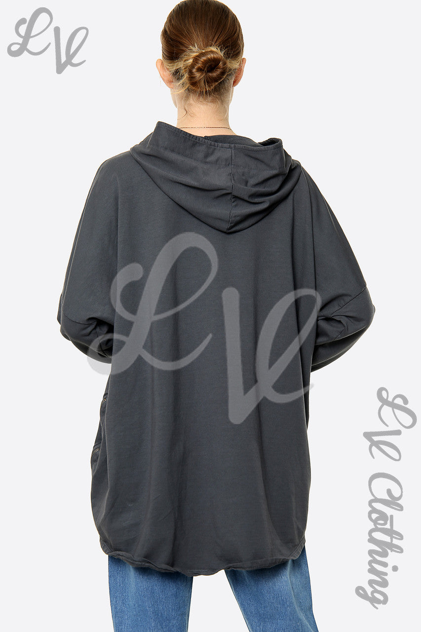 Dames Hoodie met Sterrenprint Houtskool Prijs per stuk €15,99