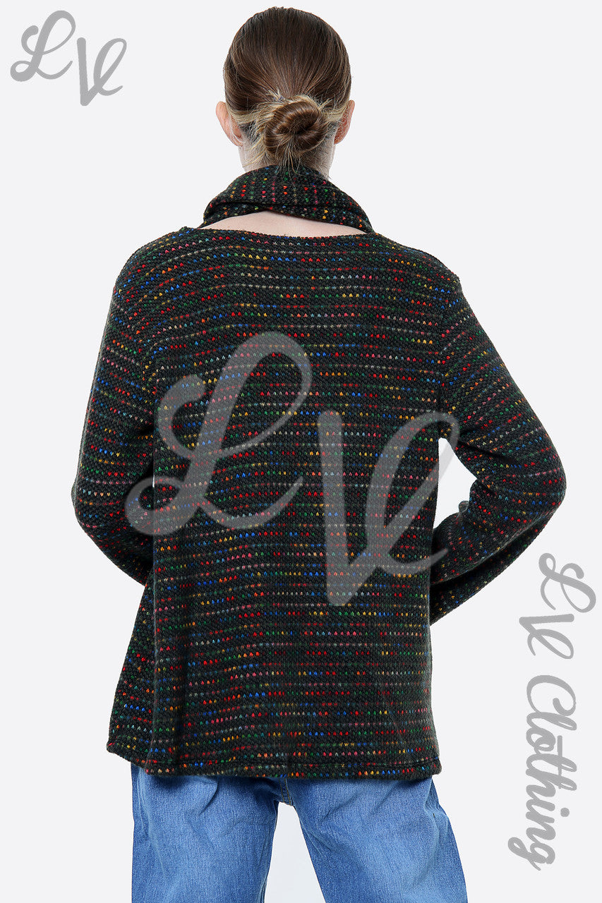 Ladies Multi-coloured Knit Top With Matching Scarf Black Unit Price £10.99