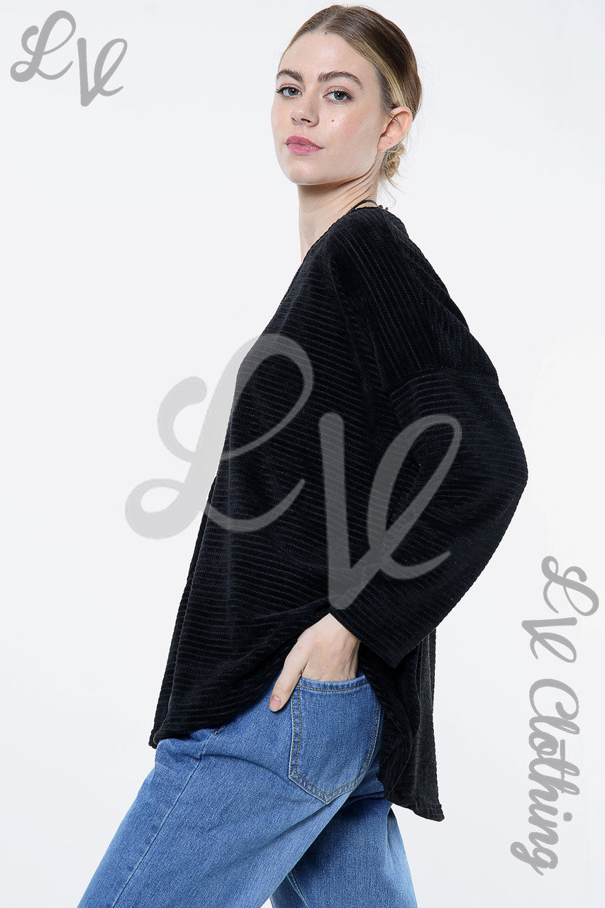 Ladies Chenille Plain Top With Necklace Black Unit Price £10.99
