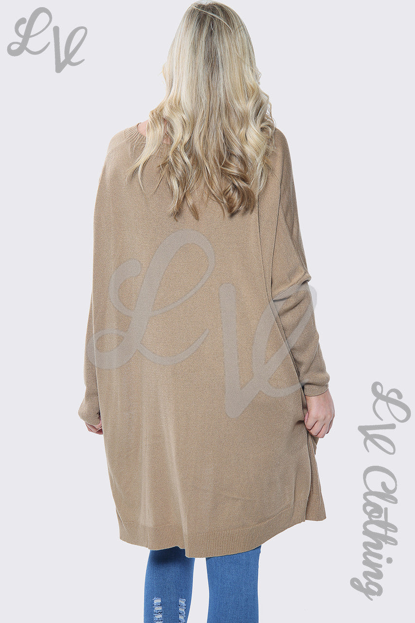 Dames Liefdeshart Print Oversized Trui Top Tan Stukprijs € 15,99