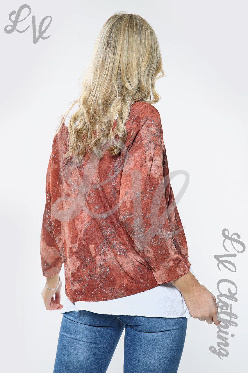 Dames Twee Laags Tie Dye Ketting Top Roest Eenheidsprijs £11,99