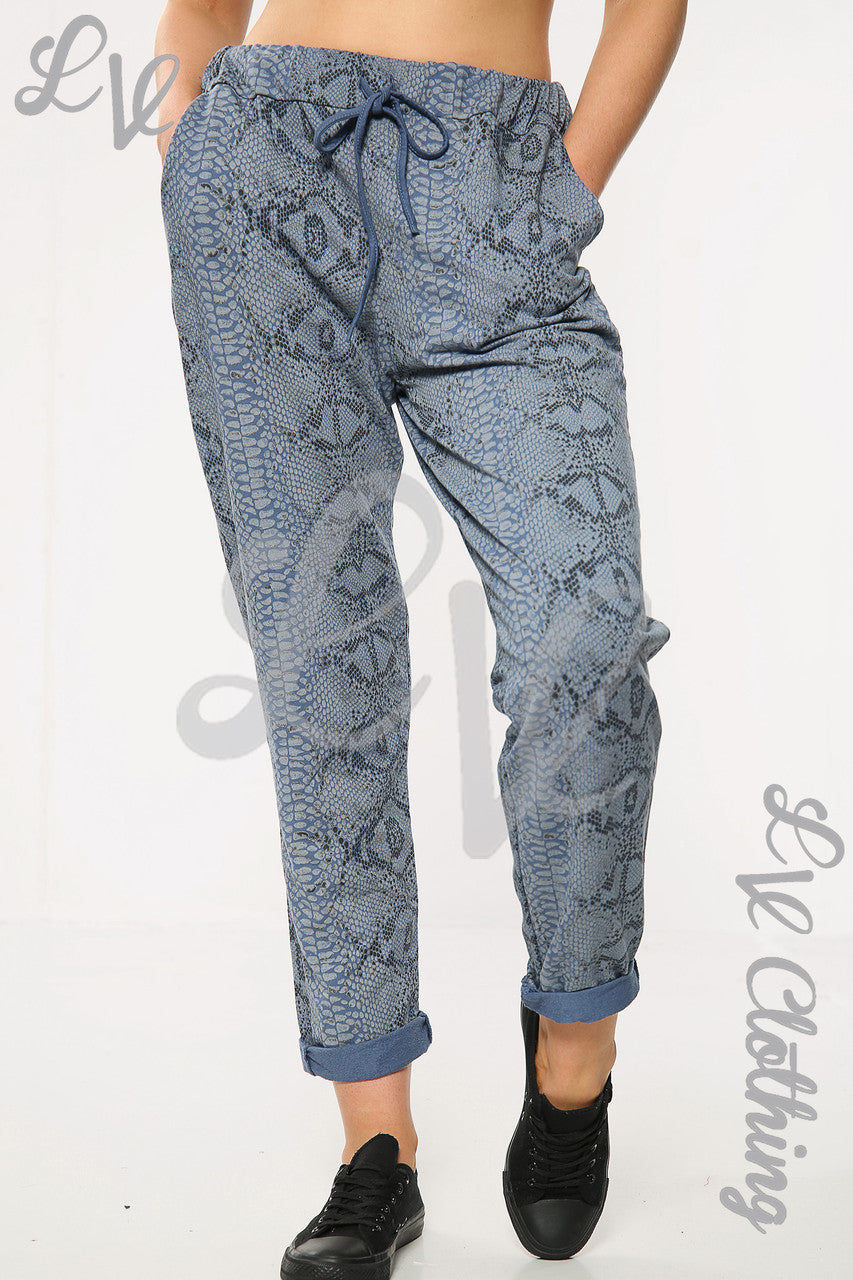 Ladies Snake Print Jogging Pant Denim Unit Price £9.99